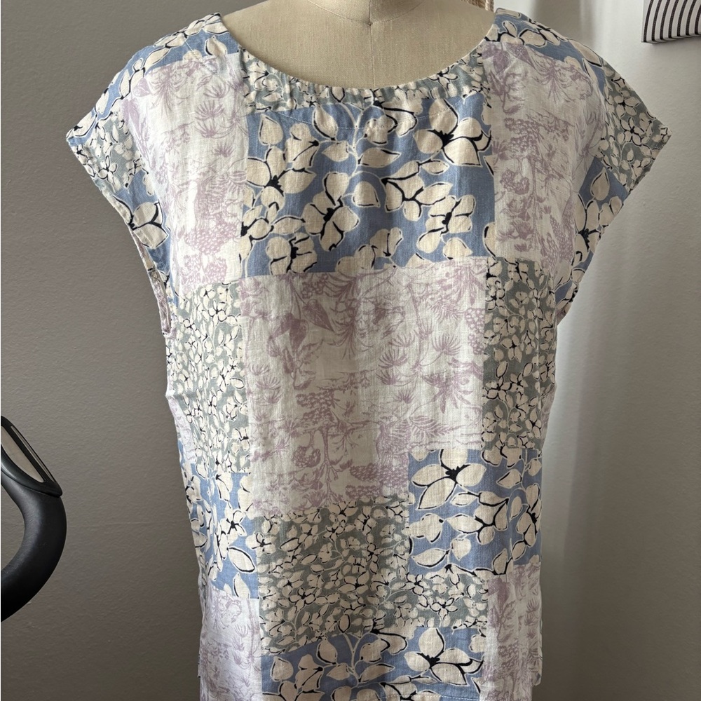 Nicole Miller Floral linen  Patchwork Women's Top